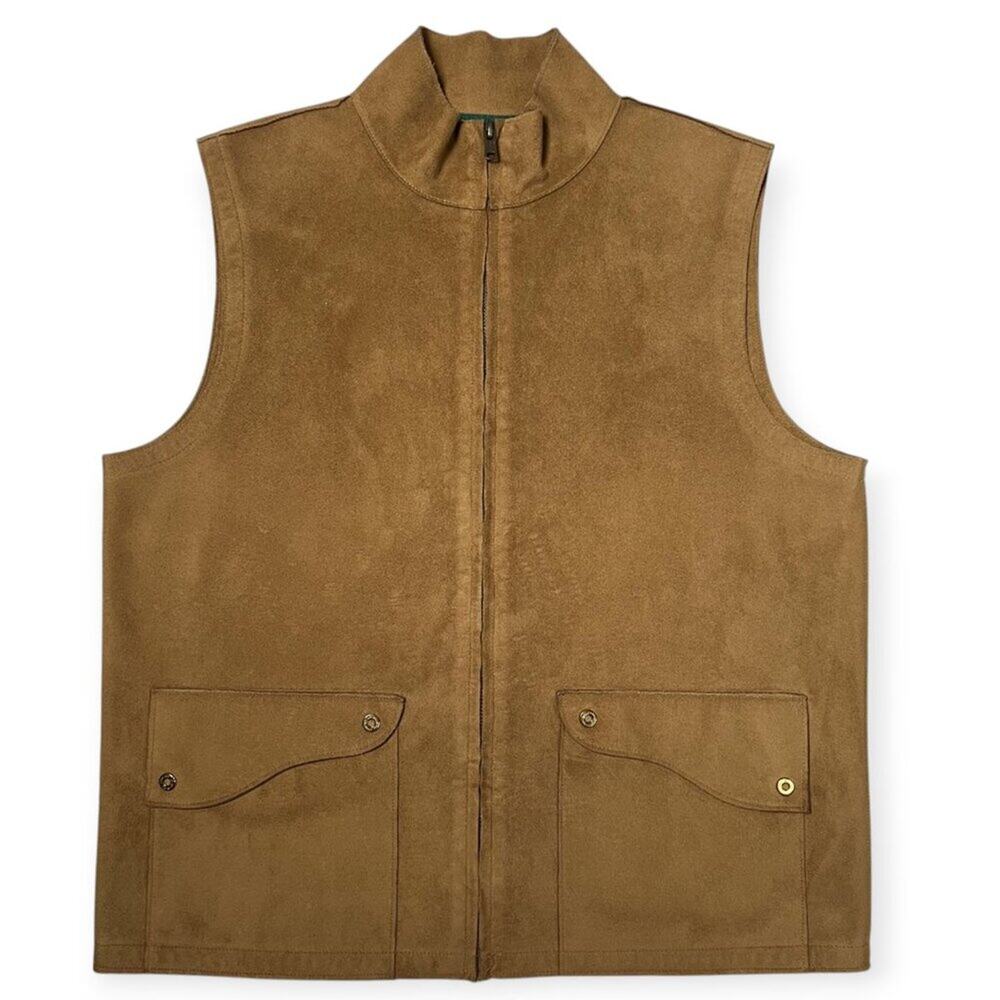 Lauren Ralph Lauren Faux Suede Vest SIZE L Brown Western Pockets Jacket